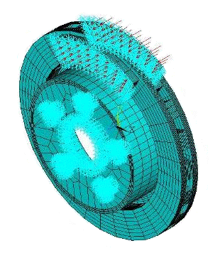 Boundary conditions (displacement constraints and pressure loading)